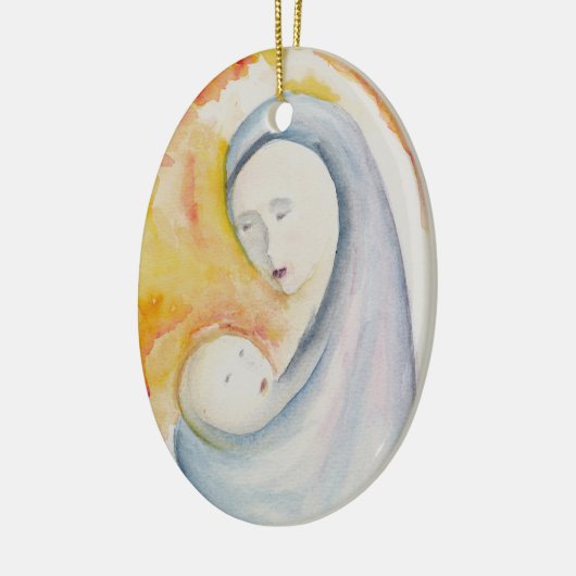 Religieuze Baby's Eerste Kerstmis Gepersonaliseerd Keramisch Ornament (Links)