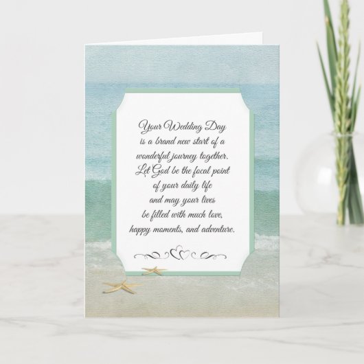 Religieuze Beach Wedding White Kaart (Voorkant)