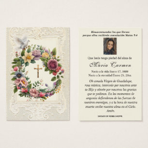 Religieuze begrafenis Crucifix Floral Wreath Visitekaartje