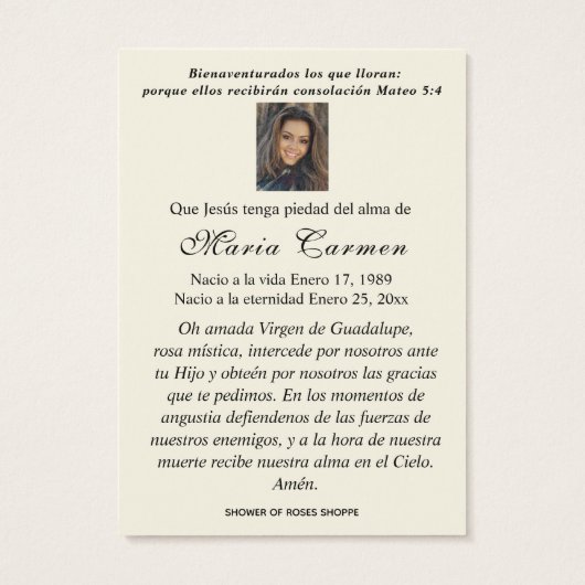 Religieuze begrafenis Crucifix Floral Wreath Visitekaartje (Achterkant)