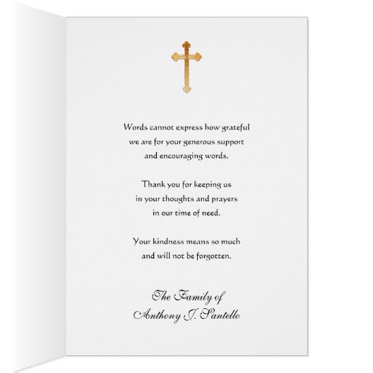 Religieuze begrafenissympathie Heilige Kaart Dank  (Binnen (Rechts))