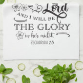 Religieuze Bijbel citaat Zechariah 2:5 Brandmuur Theedoek (Gevouwen)