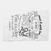 Religieuze Bijbel citaat Zechariah 2:5 Brandmuur Theedoek (Horizontaal)