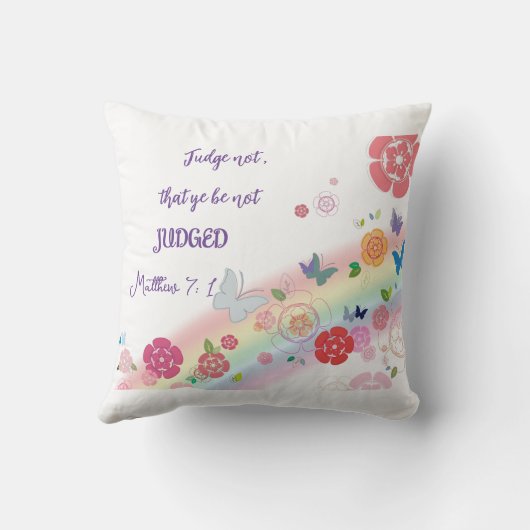 Religieuze bijbelvers, kleurrijke bloemen vlinder kussen (Achterkant)