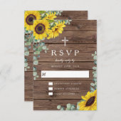 Religieuze bijtende zonnebloem rond het huwelijk RSVP kaartje (Voorkant / Achterkant)