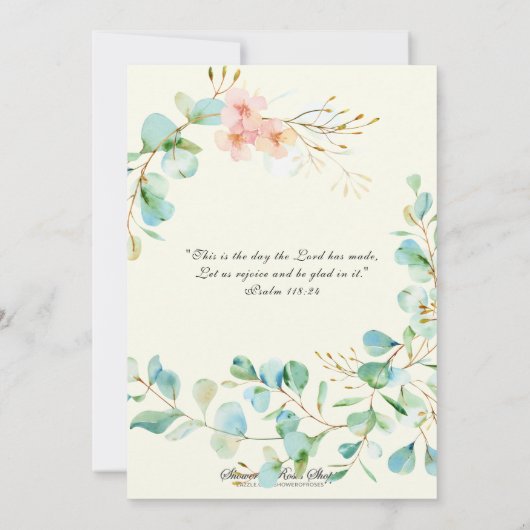 Religieuze Birthday Eucalyptus Scripture Rosary Kaart (Achterkant)