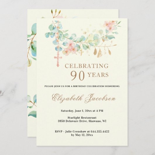 Religieuze Birthday Eucalyptus Scripture Rosary Kaart (Voorkant / Achterkant)