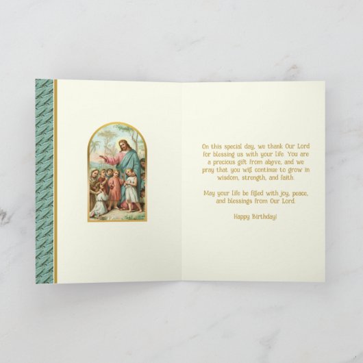 Religieuze Birthday Jesus-scriptie voor kinderen Kaart (Binnen)