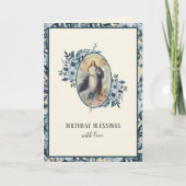 Religieuze Birthday Maagd Mary Floral  Kaart (Voorkant)