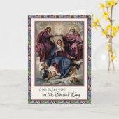 Religieuze Birthday Maagd Mary Jesus  Kaart (Gele Bloem)