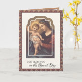 Religieuze Birthday Maagd Mary Jesus Rosary Kaart (Gele Bloem)