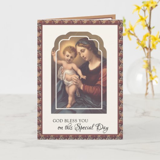 Religieuze Birthday Maagd Mary Jesus Rosary Kaart (Gele Bloem)