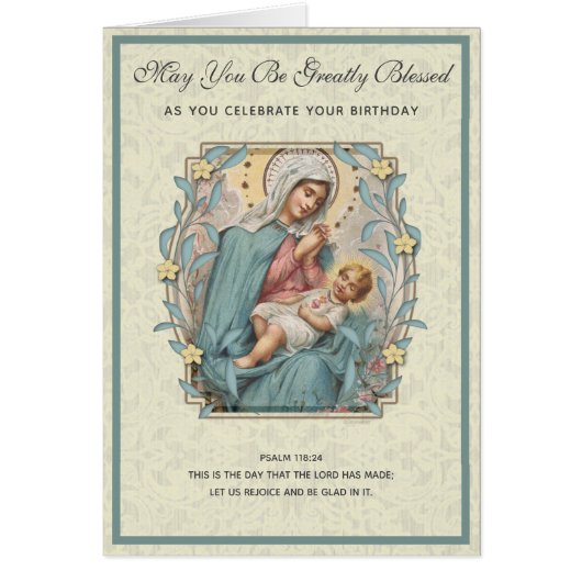 Religieuze Birthday Maagd Mary Jesus Scripts (Voorkant)