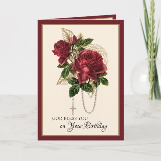 Religieuze Birthday Maagd Mary Rosary Card Kaart (Voorkant)