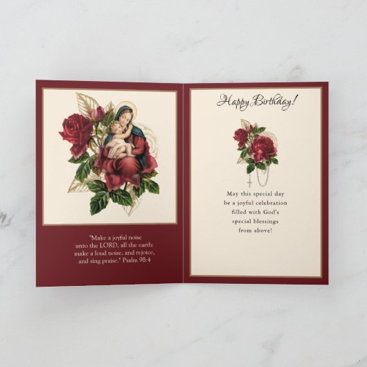 Religieuze Birthday Maagd Mary Rosary Card Kaart (Binnen)
