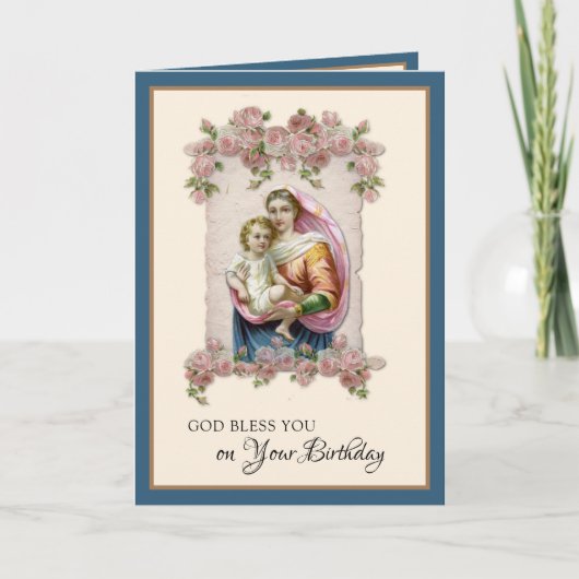 Religieuze Birthday Maagd Mary Rosary Card Kaart (Voorkant)