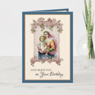 Religieuze Birthday Maagd Mary Rosary Card Kaart
