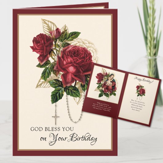 Religieuze Birthday Maagd Mary Rosary Card Kaart