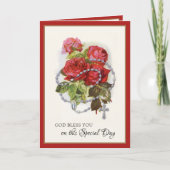 Religieuze Birthday Maagd Mary Rosary Rozen Kaart (Voorkant)