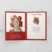 Religieuze Birthday Maagd Mary Rosary Rozen Kaart (Binnen)