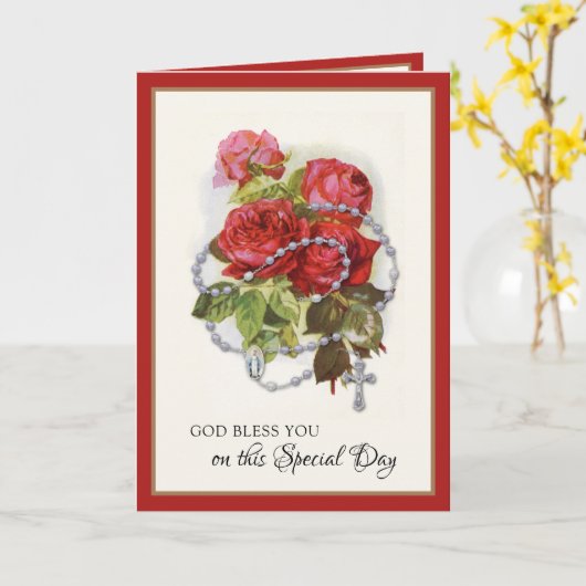 Religieuze Birthday Maagd Mary Rosary Rozen Kaart (Gele Bloem)