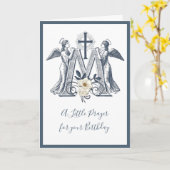 Religieuze Birthday Marian Cross met Angels Flower Kaart (Gele Bloem)