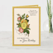 Religieuze Birthday Scripture Rosary Floral Kaart (Voorkant)