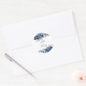 Religieuze Blauwe Rozen Floral Elegant Ronde Sticker (Envelop)