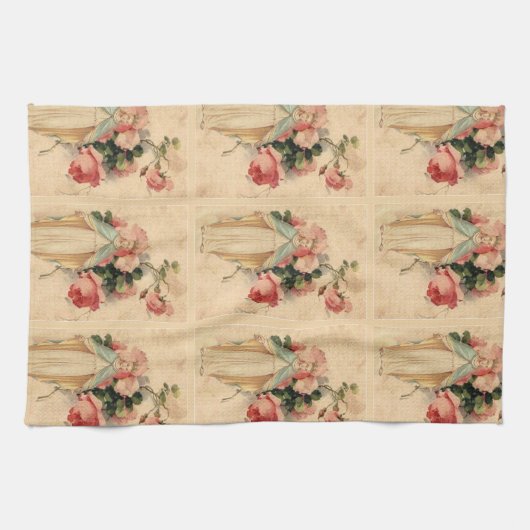 Religieuze bloeiende Maagd Maria Rozen Theedoek (Horizontaal)