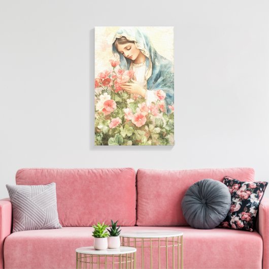 Religieuze Bloemen Gezegende Maria Canvas Afdruk (Insitu (Woonkamer))