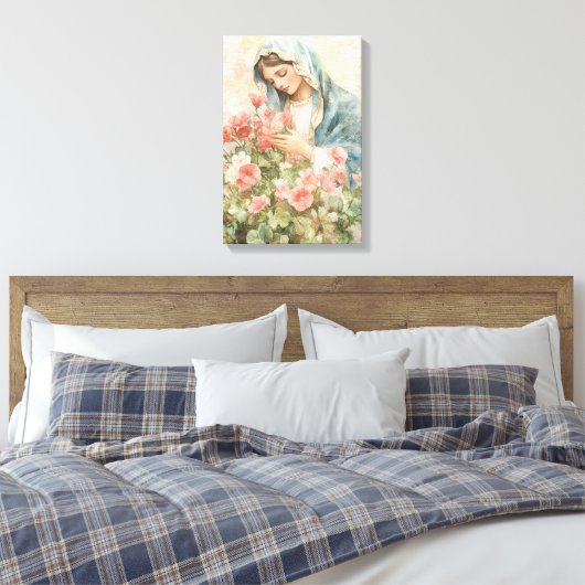 Religieuze Bloemen Gezegende Maria Canvas Afdruk (Insitu (Slaapkamer))