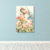 Religieuze Bloemen Gezegende Maria Canvas Afdruk (Insitu (Houten vloer))