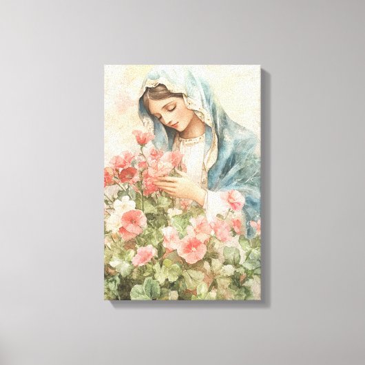 Religieuze Bloemen Gezegende Maria Canvas Afdruk (Voorkant)