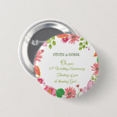 Religieuze bloemen voor 55e trouwdag ronde button 5,7 cm (Voorkant /achterkant)