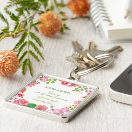 Religieuze bloemen voor 55e trouwdag sleutelhanger