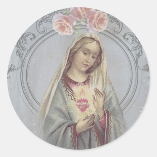 Religieuze blote Maagd Maria Ronde Sticker (Voorkant)