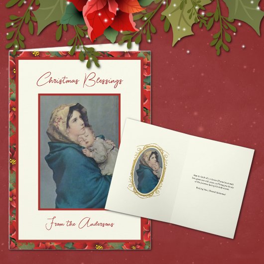 Religieuze blote moeder Baby Jesus Floral Holiday Feestdagen Kaart