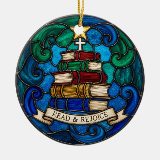 Religieuze boeken Bijbel Kruis  Keramisch Ornament (Voorkant)