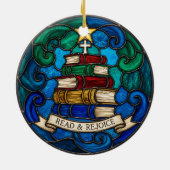Religieuze boeken Bijbel Kruis  Keramisch Ornament (Achterkant)