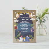 Religieuze boog Kerststal Feest Uitnodiging (Staand voorkant)