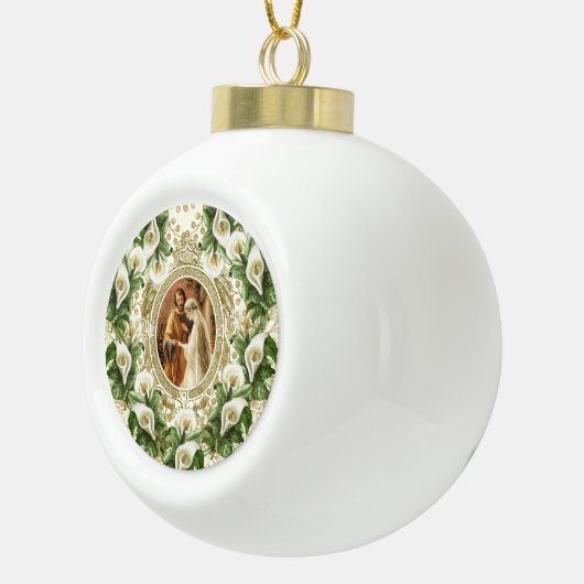 Religieuze bruiloft Calla Lily Kerstmis Keramische Bal Ornament (Rechts)