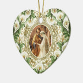 Religieuze bruiloft Eerste Kerstmis Katholiek Keramisch Ornament (Links)