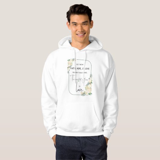 Religieuze bruiloft Jubileum Faith Hope Love Hoodie (Voorkant volledig)