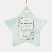 Religieuze bruiloft Jubileum Faith Hope Love Keramisch Ornament (Achterkant)