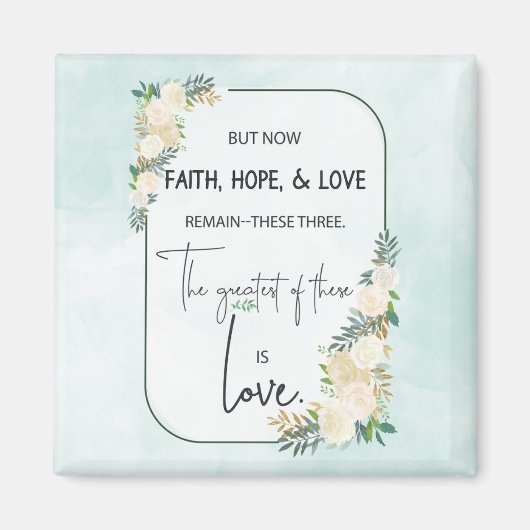 Religieuze bruiloft Jubileum Faith Hope Love Magneet (Voorkant)