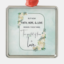 Religieuze bruiloft Jubileum Faith Hope Love Metalen Ornament