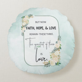 Religieuze bruiloft Jubileum Faith Hope Love Rond Kussen