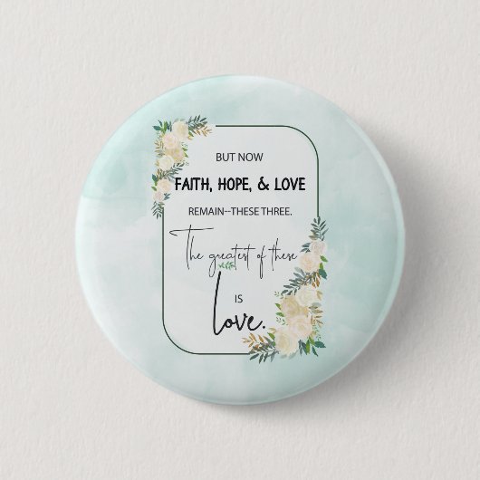 Religieuze bruiloft Jubileum Faith Hope Love Ronde Button 5,7 Cm (Voorkant)