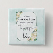 Religieuze bruiloft Jubileum Faith Hope Love Vierkante Button 5,1 Cm (Voorkant)