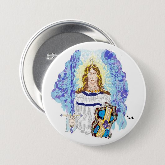 Religieuze Button: Aartsengel Michaël Ronde Button 7,6 Cm (Voorkant /achterkant)